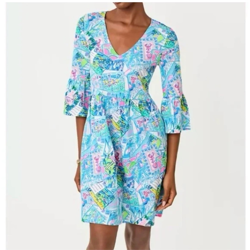 Lilly Pulitzer Janie V-Neck dress in Wish You were Here